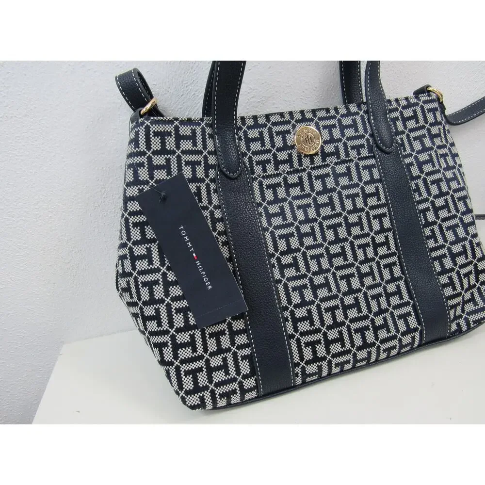 NWT Tommy Hilfiger Women's Fashion Monogram Small Bowler Bag - Light Stone/Tommy
